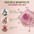thumbnail image 3 of Vitamin D3 K2 Gummies - 10,000 IU of D3 + 200 mcg MK7 - Supports Bone,Heart & Calcium Absorption,& Immune Health - Non-GMO,Sugar-Free,120 Ct,2 Pack, 3 of 6