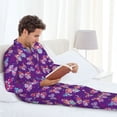thumbnail image 6 of Naloa Bright Butterflies Men’s Pajamas Set - Long Sleeve Button Down Sleep Shirt and Pajama Bottoms Sleepwear Set-XX-Large, 6 of 7