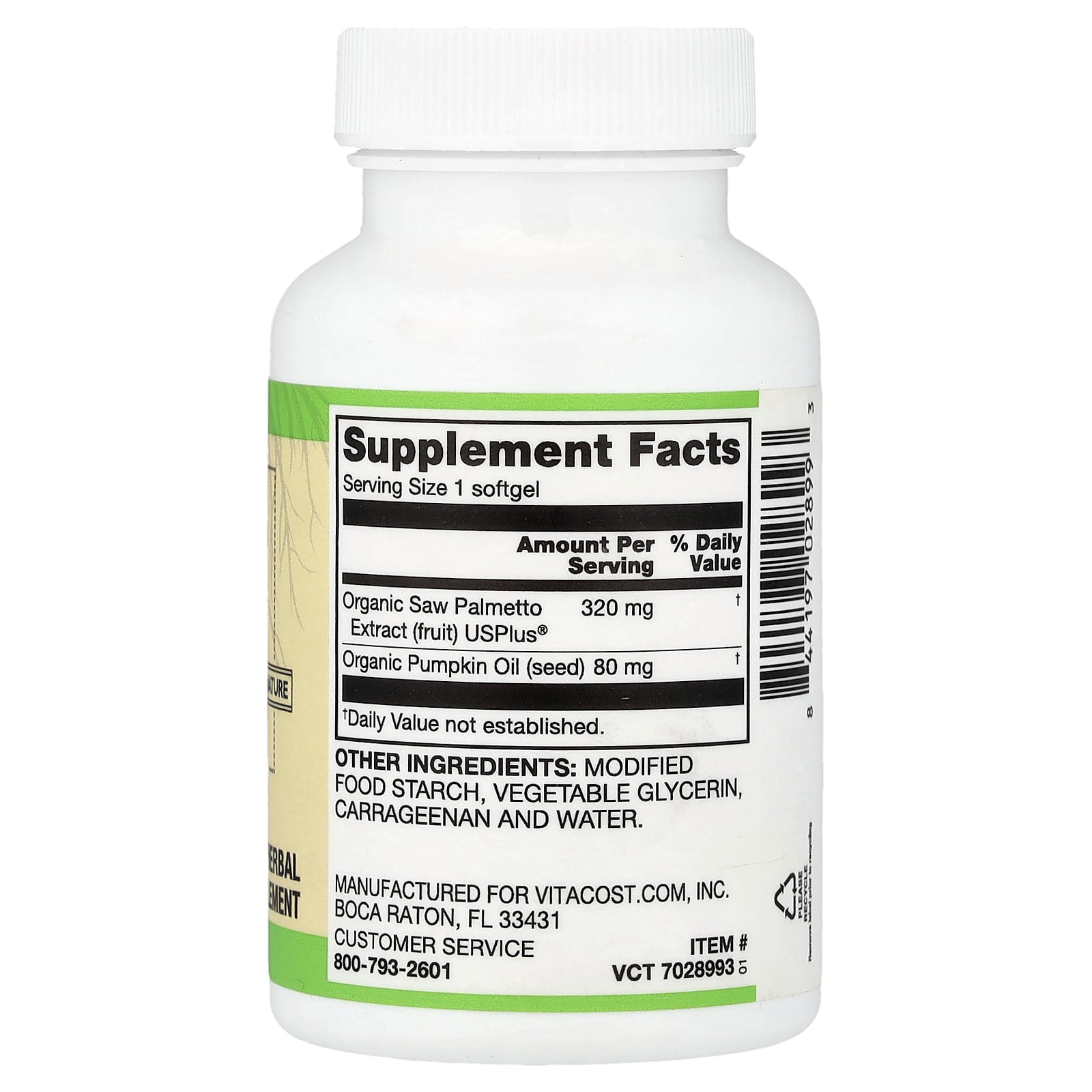 Vitacost Root2™, Saw Palmetto Extract Including Pumpkin Seed Oil, 60 Softgels