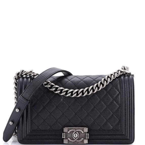 Pre-Owned Boy Flap Bag Quilted Caviar Old Medium By Rebag