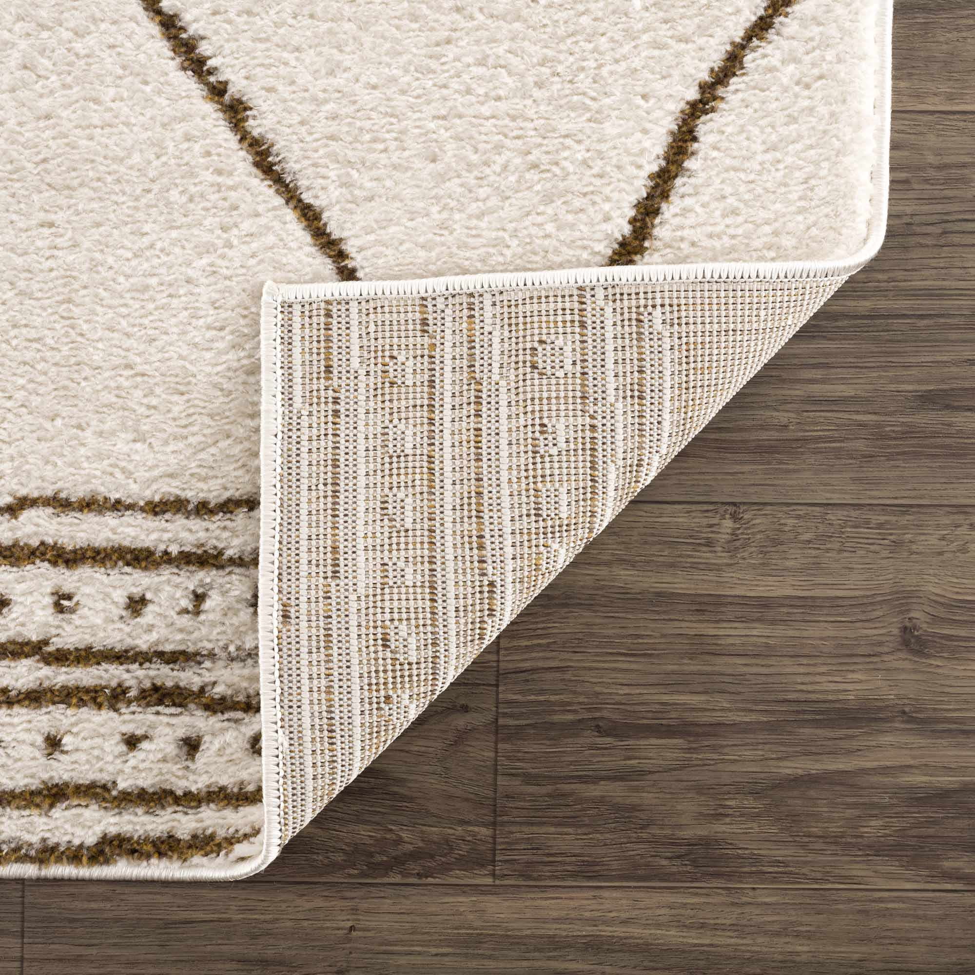 Hauteloom Mahsa Living Room, Bedroom Area Rug - Bohemian Farmhouse Moroccan Trellis - Cream, Brown - 8'10" x 12'