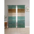 thumbnail image 4 of Sheer Curtains 96 Inches Long 2 Panels, Vintage Plank Turquoise Brown Rod Pocket Curtain Voile Draperies, Farmhouse Wood Grain Light Filtering Window Treatment for Living Room Kitchen Bedroom, 4 of 8