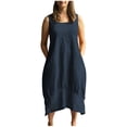 thumbnail image 1 of Leutsin Robe Ample d'Été en Coton pour Femme, Décontractée, à Col Rond, Unie, Sans Manches, Grande Taille, 1 of 8