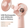 thumbnail image 3 of Ventilador de mano rosa, miniventilador portátil de 4000 mAh, ventilador de bolsillo personal recargable por USB [tiempo de funcionamiento máximo de 16 h] con 3 velocidades para exteriores y viajes, 3 of 5
