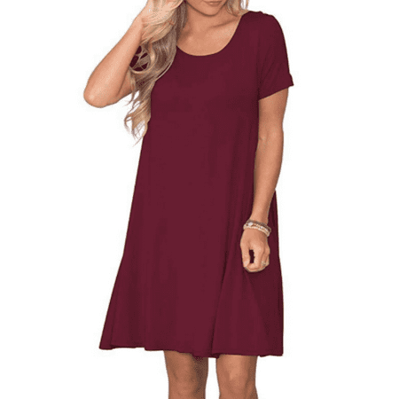 

Women s Nightshirt Short Sleeve Soft Nightgown Sleep Dress With Pocket
