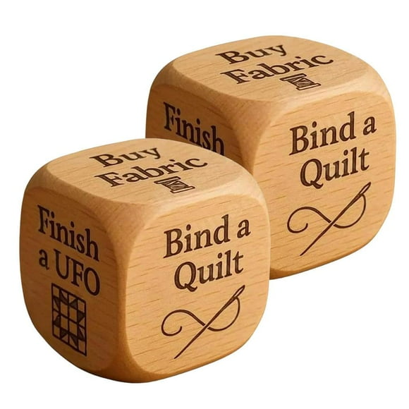 ZOUBAOQ Quilters Dice, Handmade Wooden Quilting Decision Dice with 6 Engraved Sewing Tasks, Fun Practical Tool Engraved Prompts, DIY Creative Gift for Quilters & Craft Lovers to Spark Sewing Inspirati