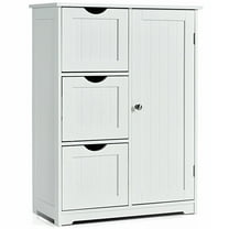 Spaco Bathroom Floor Cabinet Side Storage Cabinet with 3 Drawers and 1 Cupboard-White, Bathroom Storage Cabinet for Entryway Storage, Home Office Furniture