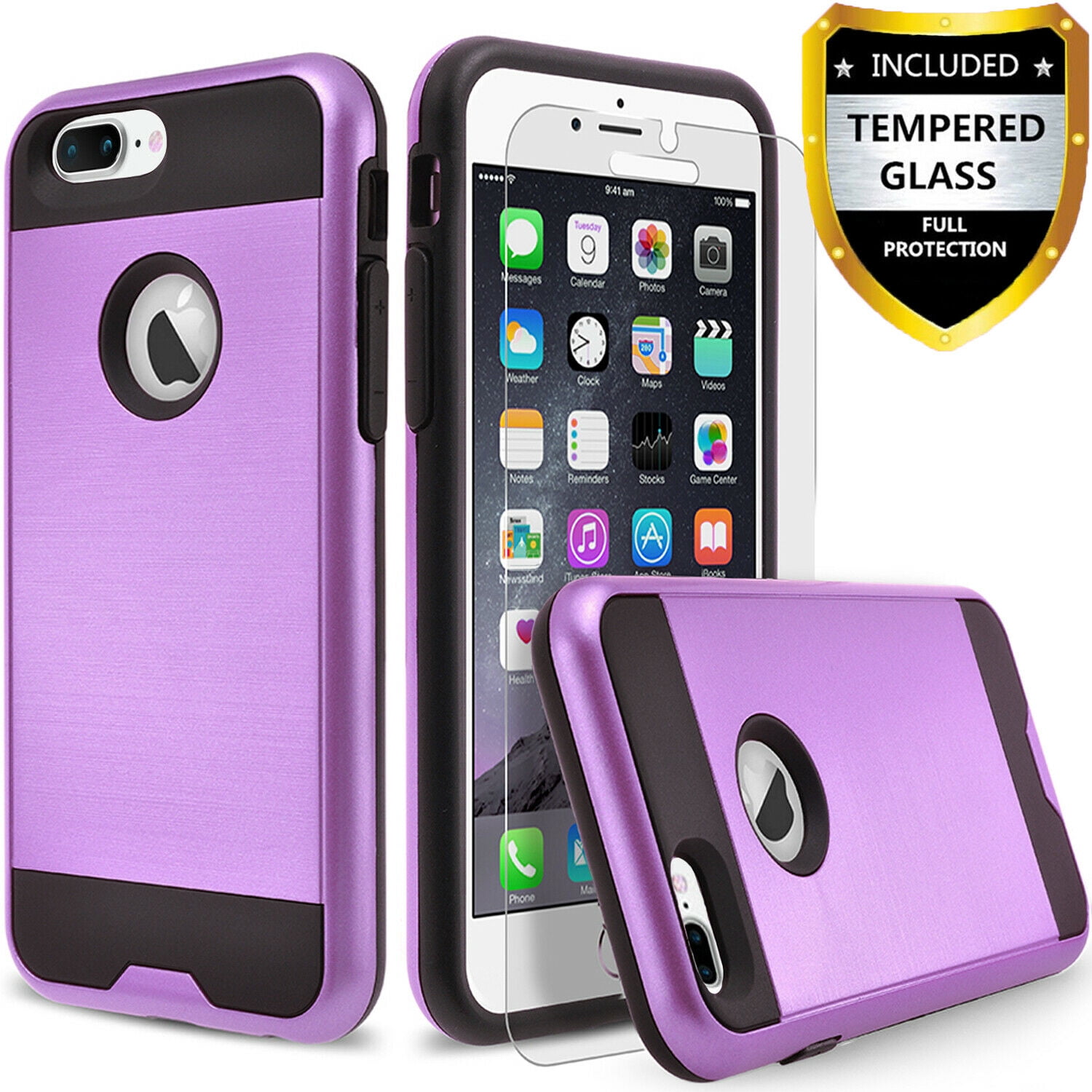 iPhone 8 Plus Phone Case, 2Piece Style Hybrid Shockproof Hard Case