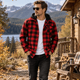 thumbnail image 2 of Flannel Shirt for Men Casual Long Sleeve Button Plaid Shirts Jackets Hooded Tops with Pocket for Outdoor Daily Wear, 2 of 9