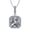 Rhodium Plated Silver, variant on Silver 7mm Center Asscher Cut Halo CZ Pendant with 22" Adjustable Box Chain (White)