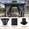 thumbnail image 3 of JolyDale 10' x 10' Hardtop Gazebo, Aluminum Frame Permanent Pavilion Double Galvanized Metal Roof with Curtains and Hooks for Garden, Patio, Backyard, Gray, 3 of 8