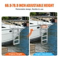thumbnail image 3 of VEVOR Dock Ladder, Retractable 5 Steps, 350 lbs Load Capacity, Aluminum Alloy Pontoon Boat Ladder with 66.9''-78.9'' Adjustable Height, 4'' Wide Step & Mat, for Ship/Lake/Pool/Marine Boarding, 3 of 9