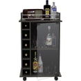 thumbnail image 6 of Tuhome Dukat Bar Cart,Two Shelves, Six Built-in Wine Rack, Four Casters -Espresso, 6 of 9