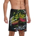 thumbnail image 2 of Uemuo bass Pattern Men's Short Pajama Pants – Soft & Breathable Lounge Shorts, Elastic Waistband with Pockets, Lightweight Sleepwear for All-Season Comfort-4X-Large, 2 of 6