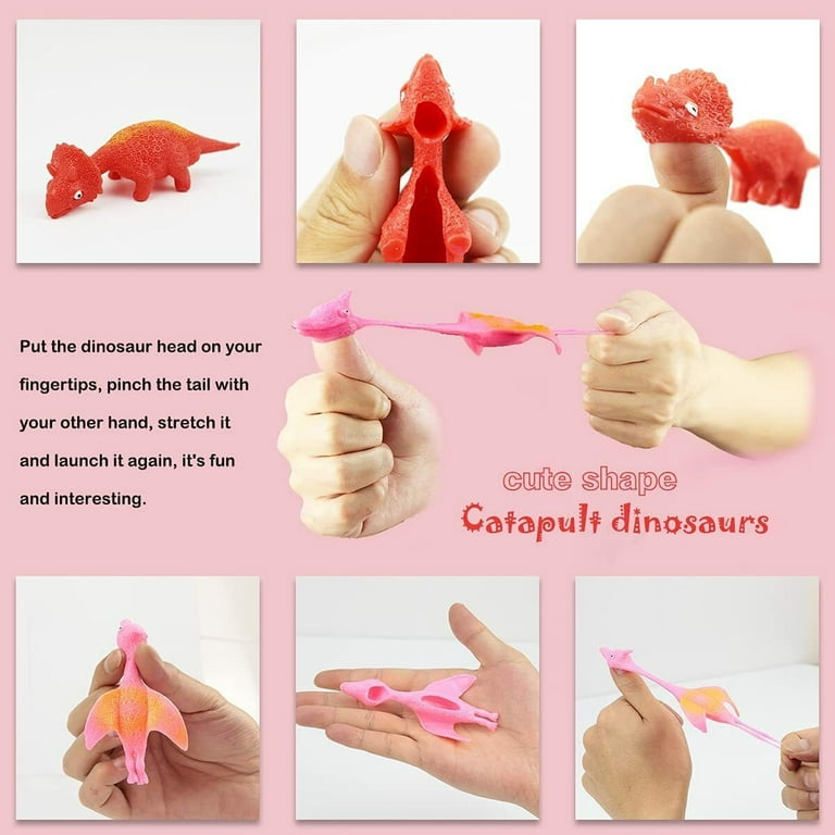 20Pcs Finger Slingshot Dinosaur Toy Stretchable Funny Catapult