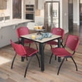 thumbnail image 2 of Kee 30" Square Breakroom Table- Maple/ Black & 4 'M' Stack Chairs- Burgundy, 2 of 8