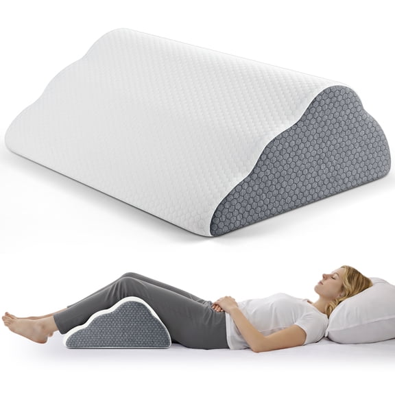 KAIPARA Knee Pillow for Back Sleeping, Leg Pillow Knee Wedge Pillow, Memory Foam Wedge Pillows for Legs Post Surgery, Triangle Pillow for Knee Support, Leg Elevation, Knees Hip Back Pain Relief