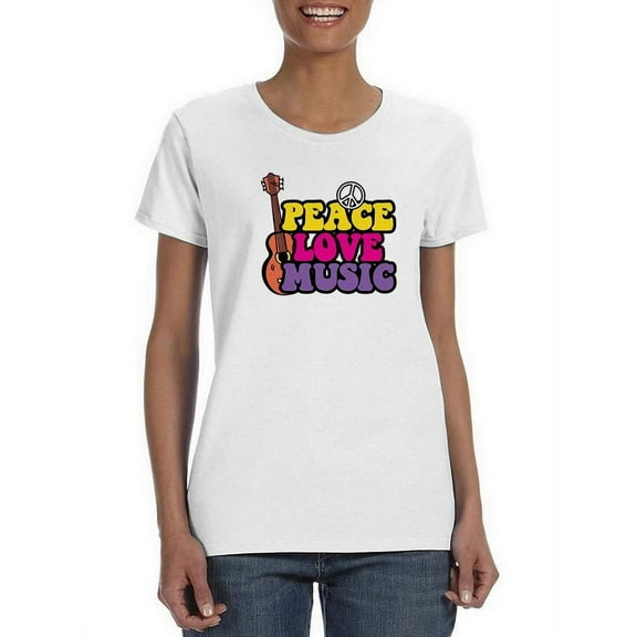 Peace Love And Music T-Shirt Women -SPIdeals Designs, Female Medium
