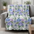 thumbnail image 2 of Purple Hydrangea Blanket Soft Cozy Warm Throw Blanket for Couch, Plush Fuzzy Flannel Fleece Blankets for Sofa, Spring Floral Elegant Pastoral Butterflies Bed Blankets Gifts for Men, 40"x50", 2 of 9