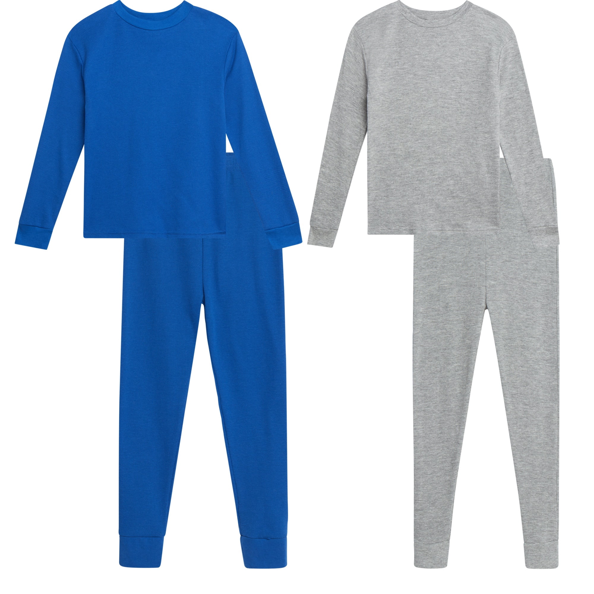Arctic Hero Boys Thermal Underwear Waffle Knit Top and Long Johns Underwear Set 4 Piece (2-18), 3T Grey/Royal