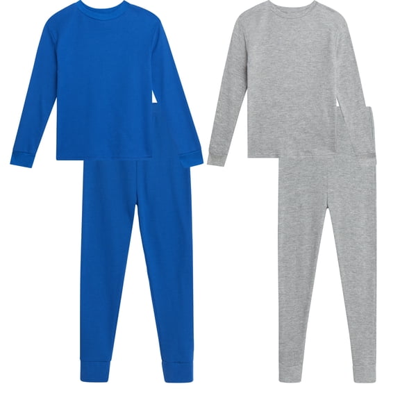 Arctic Hero Boys Thermal Underwear Waffle Knit Top and Long Johns Underwear Set 4 Piece (2-18), 3T Grey/Royal