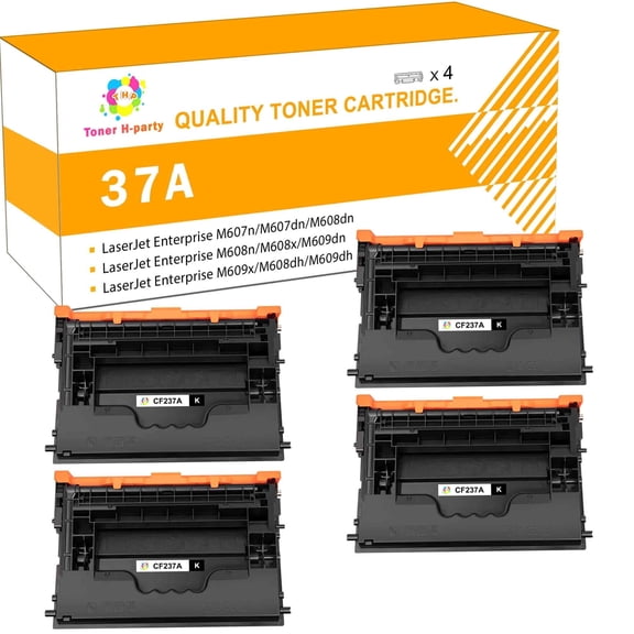 Compatible for HP 37A Toner Cartridge CF237A CF237X 37X Use with LaserJet Enterprise M607n M607dn M608dn M608n M608x M632h M632fht M631z M633fh M631dn MFP M631h M632z (Black,4-Pack)