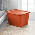 thumbnail image 3 of Sterilite Large Storage Bin, 18 Gallon Plastic Storage Container with Snap-On Lid, Orange, 3 of 8