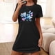 thumbnail image 1 of Camisón corto de mujer, vestido de largo medio con estampado de moda, camisón corto extragrande de mujer, camisón de manga corta con estampado de pecho a la moda, camisón de mujer, 1 of 5