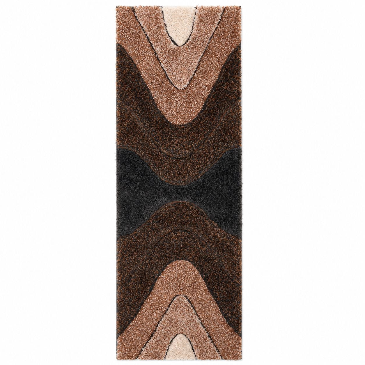 Well Woven San Francisco Luz Modern Geometric 3D Textured High-Low Shag Grey Orange 2'3" x 7'3" Runner Rug