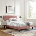 thumbnail image 2 of Platform Bed Frame, Tufted, Pink, Velvet, Mid Century Bedroom, Modern Contemporary Boutique HB35538, 2 of 8