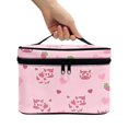 thumbnail image 3 of HELLHERO Large Makeup Bag Strawberry and Calf Pattern Portable Traveling Zipper, 3 of 6