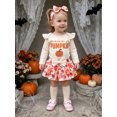 thumbnail image 6 of RUINIXCW Baby Girls Thanksgiving Outfit Fashion Long Sleeve Pumpkin Embroidery Romper with Skort, Headband, Stockings 4Pcs Set, 6 of 9