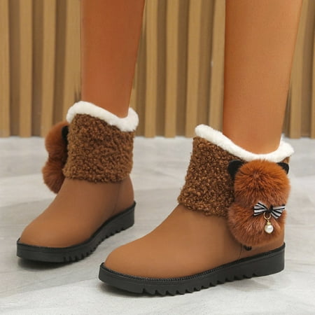 

Tangnade Woman Shoes Fashion Women s Shoes Thick-soled Winter Snow Boots Winter Ankle Short Boots Brown 40