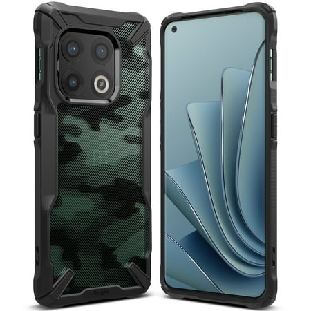 Ringke Fusion-X Case Compatible with OnePlus 10 Pro 5G, Transparent Hard Back Shockproof Advanced Bumper Cover - Camo Black