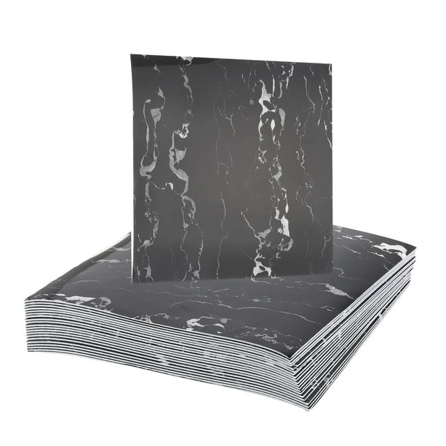 Uxcell 20Pcs Azulejos de Mármol Autoadhesivos, Panel de Pared Impermeable para Salpicadero, Azulejos de Ducha Autoadhesivos de 11.81"x11.81" para Baño, Diseño de Dragón de Cristal Blanco