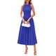 thumbnail image 1 of Vestido PRETTYGARDEN sin mangas línea A plisado midi azul talla L, 1 of 8