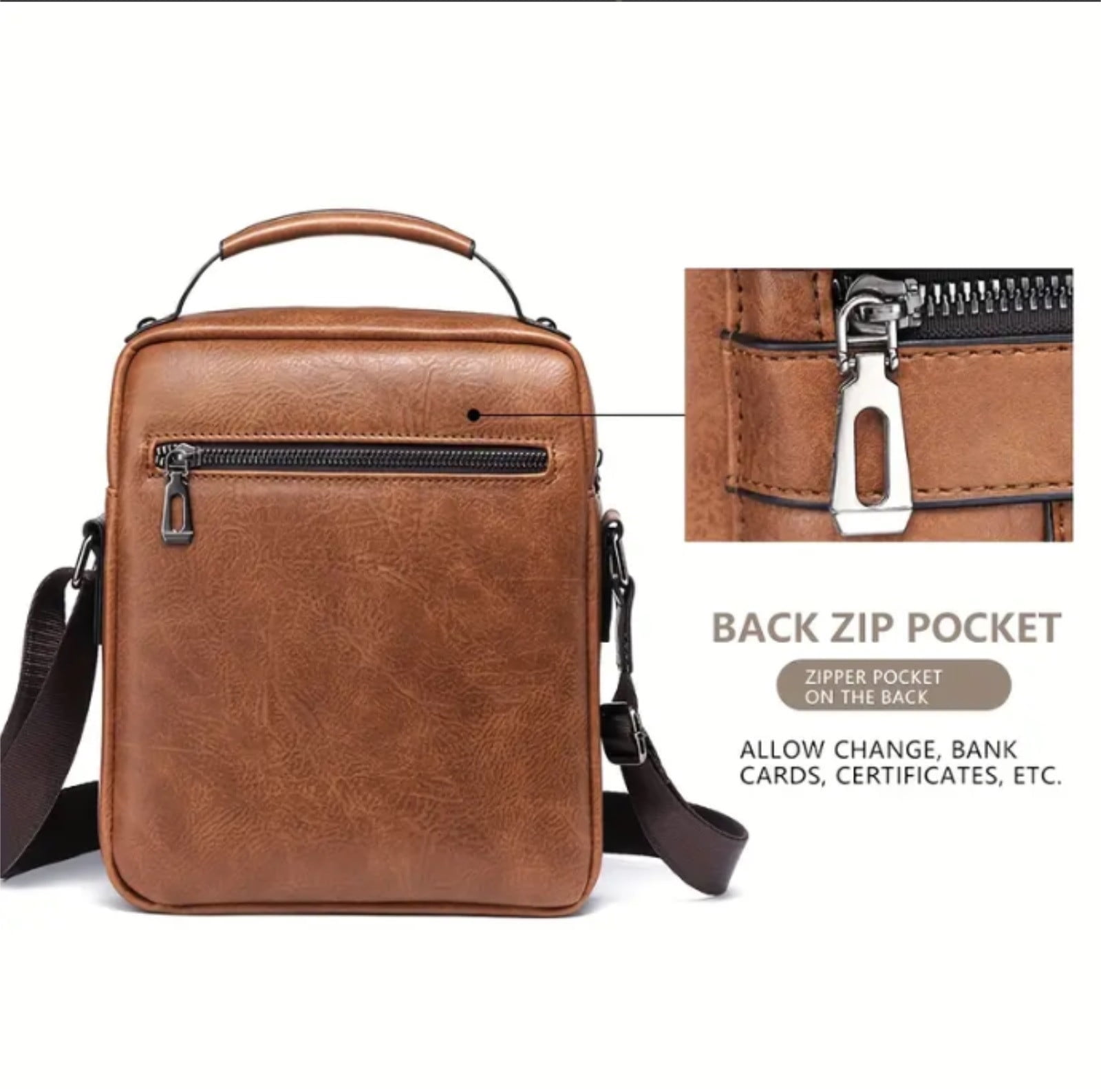 Clearance Storage Crossbody Bag Men's Shoulder Bag Vintage Leather Vertical Hand Business Men's Casual Leather Bag Satchel Bag For Men Gift For Father /Anniversary, Storage Containers for Home