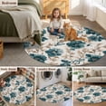 thumbnail image 6 of Teal Floral Round Living Room Rugs 3.3 ft, Vintage Flower Botanical Brown Leaves Classic Washable Area Rug with Non-Slip Sturdy Edge Binding Round Front Door Mat Floor Carpet for Entryway, 6 of 9