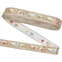 1pc Polyester Embroidery Ribbon for Cloth Dress Sewing Accessories Light golden 1-1/8 inch(30mm)
