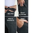 thumbnail image 6 of RAW X Mens Belted 12.5" Inseam Knee Length Cargo Shorts, Charcoal, 28, 6 of 7