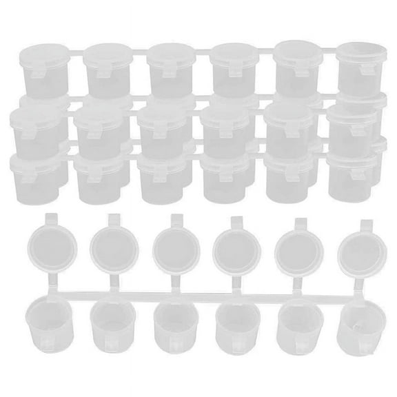 5 Strips 30 Pots Empty Paint Strips Paint Cup Pots, 10Ml/ 0.35Oz Mini Paint Pot Strips Clear Plastic Plastic