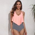 thumbnail image 2 of Women's Plus Size Sexy Bikini High Waist Ruffle Belly One Piece Swimsuit S-2XL, 2 of 5
