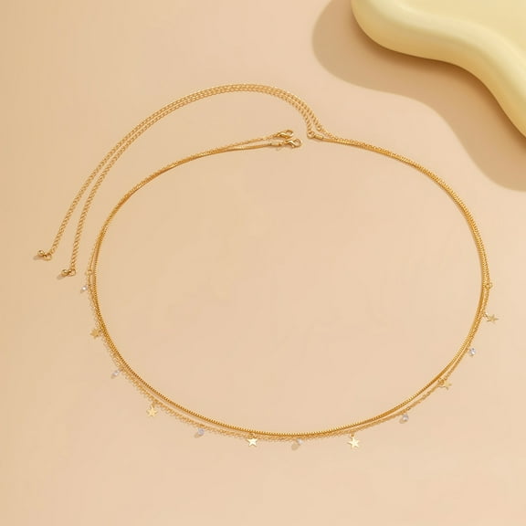 XmhyTop-A Multilayer Metal Belly Chain Body Jewelry Waist Accessory, Adjustable Everyday Wear Belly Chain Jewelry, 1 Piece,B04