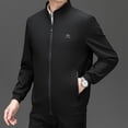 thumbnail image 2 of Chaqueta de cuello alto para hombre, de primavera y otoño, sencilla, color liso, informal, de negocios, de alta calidad, color negro, 2 of 4