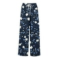 thumbnail image 3 of WTOBBY Women's Floral Print Adjustable Tie Waist Wide Leg Casual Pants with Stretch Belt, Functional Pockets and Comfortable Fit for Garden Parties and Weekend Relaxation,Navy S, 3 of 6