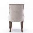 thumbnail image 4 of Beige Thickened Fabric Dining Chair Pair, Solid Wood Legs, Bronze Nail Ornamentation Ultra Side Of 2, Fabric, Ornament, 4 of 6