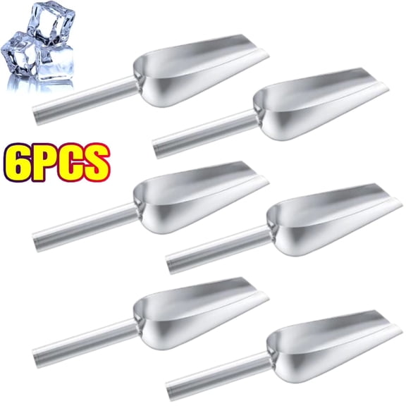 6 Pack 6 Ounce Small Stainless Steel Ice Scoop Metal Mini Candy Little Sugar Cream Scoop for Home Kitchen Food Jars Coffee Beans Bar Buffet