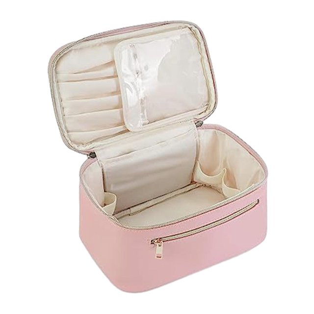 Bolsa de aseo impermeable Fernando organizador de cuero PU para maquillaje rosa