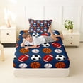 thumbnail image 4 of Castle Fairy Football Soccer Basketball Baseball Twin Sheets 3pcs, Sport Theme Bedding, Blue White,1 Fitted Sheet, 1 Flat Sheet and 1 Pillowcase, 4 of 6