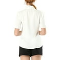 thumbnail image 3 of INSPIRE CHIC Women's Tie Neck Shirt Button Down Puff Sleeve Work Blouse XS White, 3 of 7